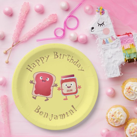 Lustiges Brot und Marmeladenfiguren Pappteller (Party)