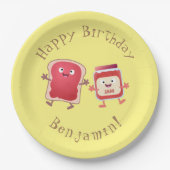 Lustiges Brot und Marmeladenfiguren Pappteller (Vorderseite)