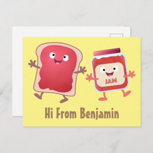 Lustiges Brot und Marmeladenfiguren Postkarte (Vorne/Hinten)