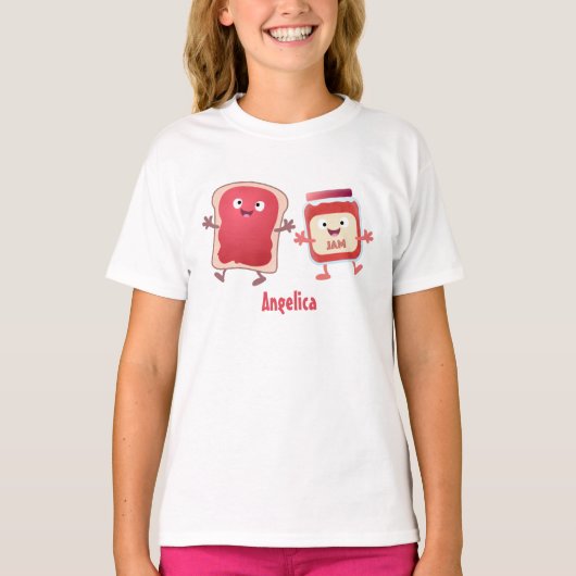 Lustiges Brot und Marmeladenfiguren T-Shirt (Vorderseite)