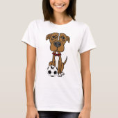Lustiges Brown-Pitbull-Hündchen, das Fußball T-Shirt (Vorderseite)