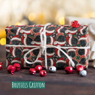 Lustiges Brussels Griffon Weihnachtsmuster Geschenkpapier