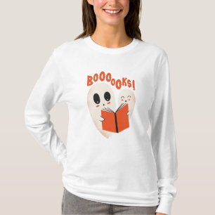 Lustiges Bücherwurm-Geist-Halloween-Kostüm Boooche T-Shirt