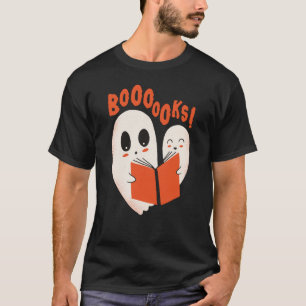 Lustiges Bücherwurm-Geist-Halloween-Kostüm Boooche T-Shirt