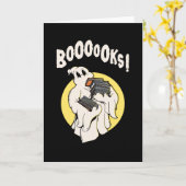 Lustiges Bücherwurm-Geist Halloween-Kostüm Boooook Karte (Gelbe Blume)