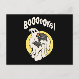 Lustiges Bücherwurm-Geist Halloween-Kostüm Boooook Postkarte