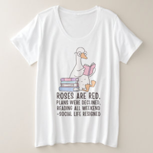 Lustiges Buchliebhaber-Ente "Lesen am ganzen Woche Große Größe T-Shirt
