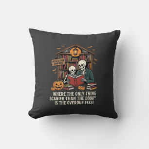 Lustiges Buchliebhaber Halloween Skelett Bibliothe Kissen