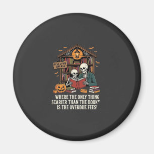 Lustiges Buchliebhaber Halloween Skelett Bibliothe Magnet