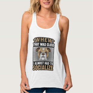 Lustiges Bulldogge-Sozialisieren Vintage-Vector-Sh Tank Top