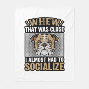 Lustiges Bulldogge Sozialisieren Vintage Vektor Sh Fleecedecke