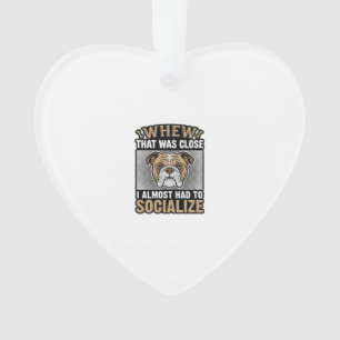 Lustiges Bulldogge Sozialisieren Vintage-Vektor-Sh Ornament