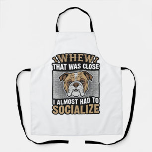 Lustiges Bulldogge Sozialisieren Vintage-Vektor-Sh Schürze