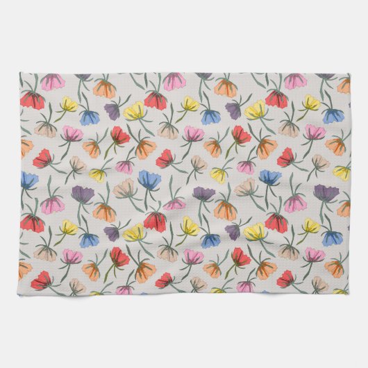 Lustiges bunter Blumen-Design auf Baumwolle Geschirrtuch (Horizontal)
