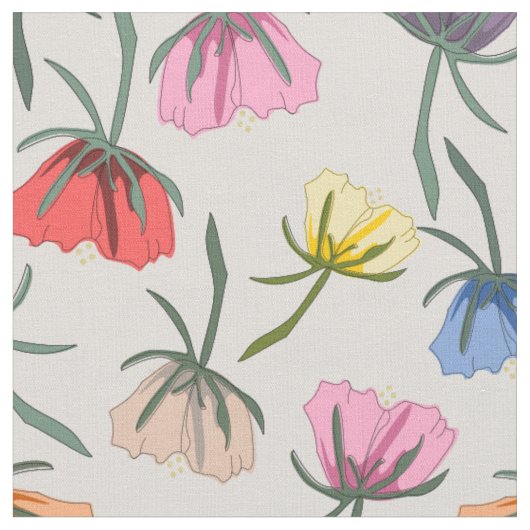 Lustiges bunter Blumenmuster auf Baumwolle Stoff (Nahaufnahme)