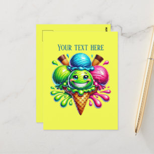 Lustiges buntes Eis ergänzen Text Postkarte