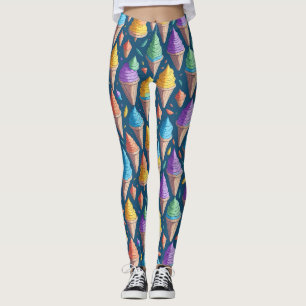 Lustiges Buntes Eiscreme-Kegel Süßes Dessert Muste Leggings