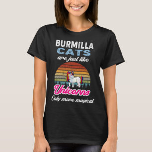 Lustiges Burmilla-Katzen-Design Retro-Einhorn Vint T-Shirt