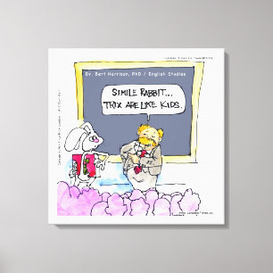 Lustiges Canvas-Druck der Rabbit Grammar Police Leinwanddruck