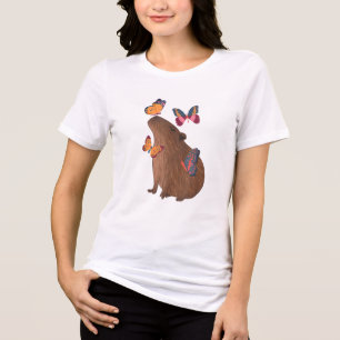 Lustiges Capybara mit Schmetterling – Süßes Nageti Tri-Blend Shirt
