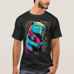 Lustiges Capybara-Nagetier  Liebhaber von Videospi T-Shirt