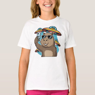 Lustiges Capybara-Selfie mit UFO-Alien-T-Shirt T-Shirt