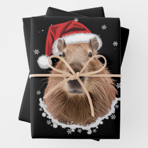 Lustiges Capybara-Weihnachten  Geschenkpapier Set