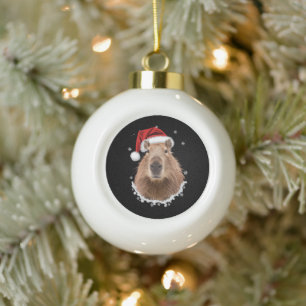 Lustiges Capybara-Weihnachten Keramik Kugel-Ornament