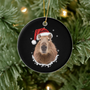 Lustiges Capybara-Weihnachten Keramik Ornament