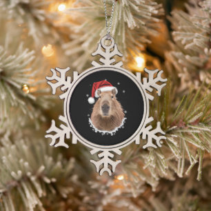 Lustiges Capybara-Weihnachten Schneeflocken Zinn-Ornament