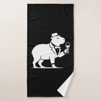 Lustiges Capybara-Weinglas Minimalist Modern Badehandtuch