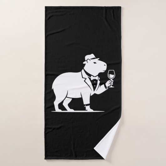 Lustiges Capybara-Weinglas Minimalist Modern Badehandtuch (Badehandtuch)