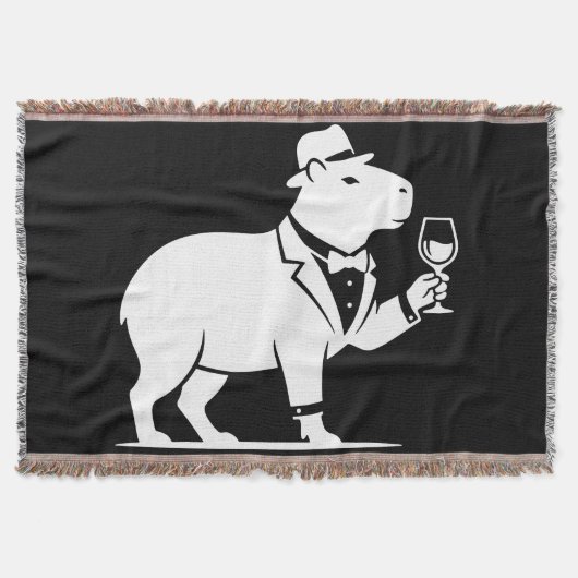 Lustiges Capybara-Weinglas Minimalist Modern Decke (Vorderseite)