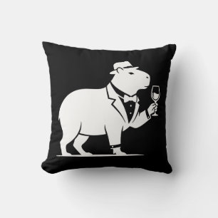 Lustiges Capybara-Weinglas Minimalist Modern Kissen