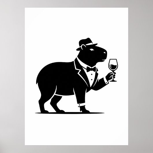 Lustiges Capybara-Weinglas Minimalist Modern Poster (Vorne)