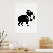 Lustiges Capybara-Weinglas Minimalist Modern Poster (Küche)