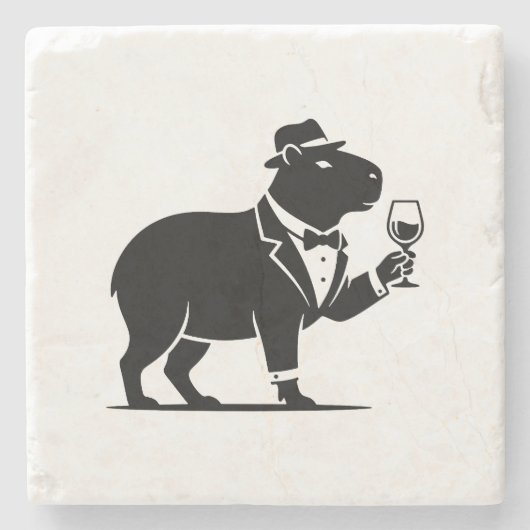 Lustiges Capybara-Weinglas Minimalist Modern Steinuntersetzer (Vorderseite)