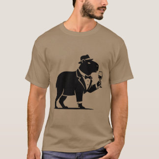 Lustiges Capybara-Weinglas Minimalist Modern T-Shirt