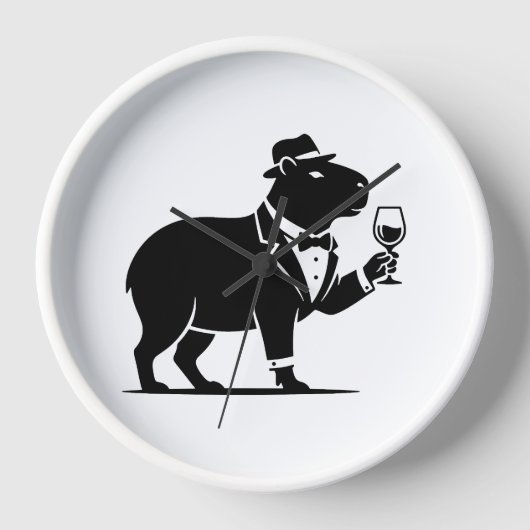 Lustiges Capybara-Weinglas Minimalist Modern Uhr (Vorderseite)