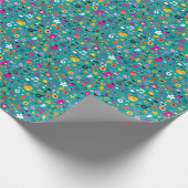 lustiges Cartoon aquamarin Geschenkpapier (Ecke)