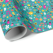 lustiges Cartoon aquamarin Geschenkpapier (Rolleneckpunkt)