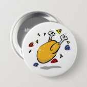 Lustiges Cartoon Brathähnchen beim Fallen Button (Vorne & Hinten)
