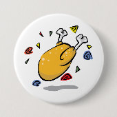 Lustiges Cartoon Brathähnchen beim Fallen Button (Vorderseite)