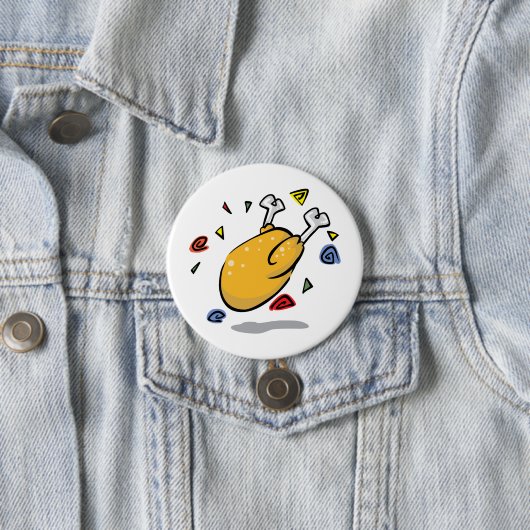 Lustiges Cartoon Brathähnchen beim Fallen Button (Beispiel)