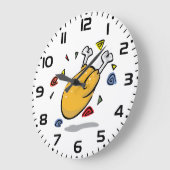 Lustiges Cartoon Brathähnchen beim Fallen Große Wanduhr (Winkel)