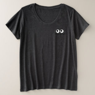 Lustiges Cartoon-Gesicht vorne und hinten Große Größe T-Shirt