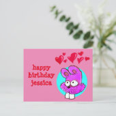 lustiges Cartoon-Kaninchen-Glückwunsch Geburtstags Postkarte (Stehend Vorderseite)