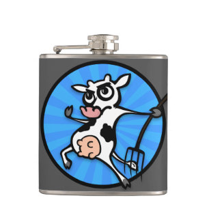 LUSTIGES CARTOON-KUH-VINYL EINGEWICKELTE FLASCHE FLACHMANN