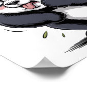 Lustiges Cartoon-Panda-Design auf Weiß Poster (Ecke)