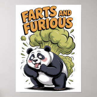Lustiges Cartoon-Panda-Design auf Weiß Poster